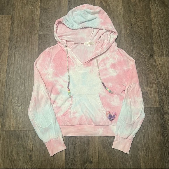 LoveShackFancy Kirby Hoodie Sweatshirt Size Medium Cherry Fizz Tie-Dye Pink Blue - Picture 4 of 12